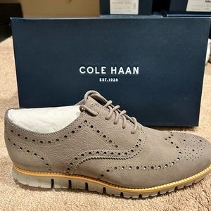 Brand New COLE HAAN Zerogrand Wingtip Oxford Gray Nubuck . New 11